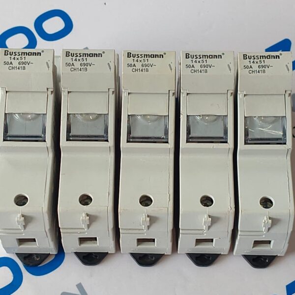 (LOT OF 5) BUSSMANN CH141B 50A 690V~ SERIES CH14 FUSE HOLDER 14x51 | USED